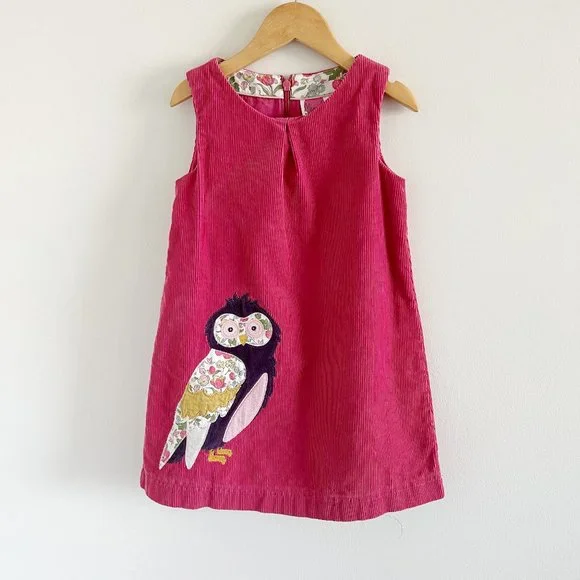 Mini Boden | Dresses | Mini Boden Owl Corduroy Dress 45y Pink 0 Cotton |  Poshmark